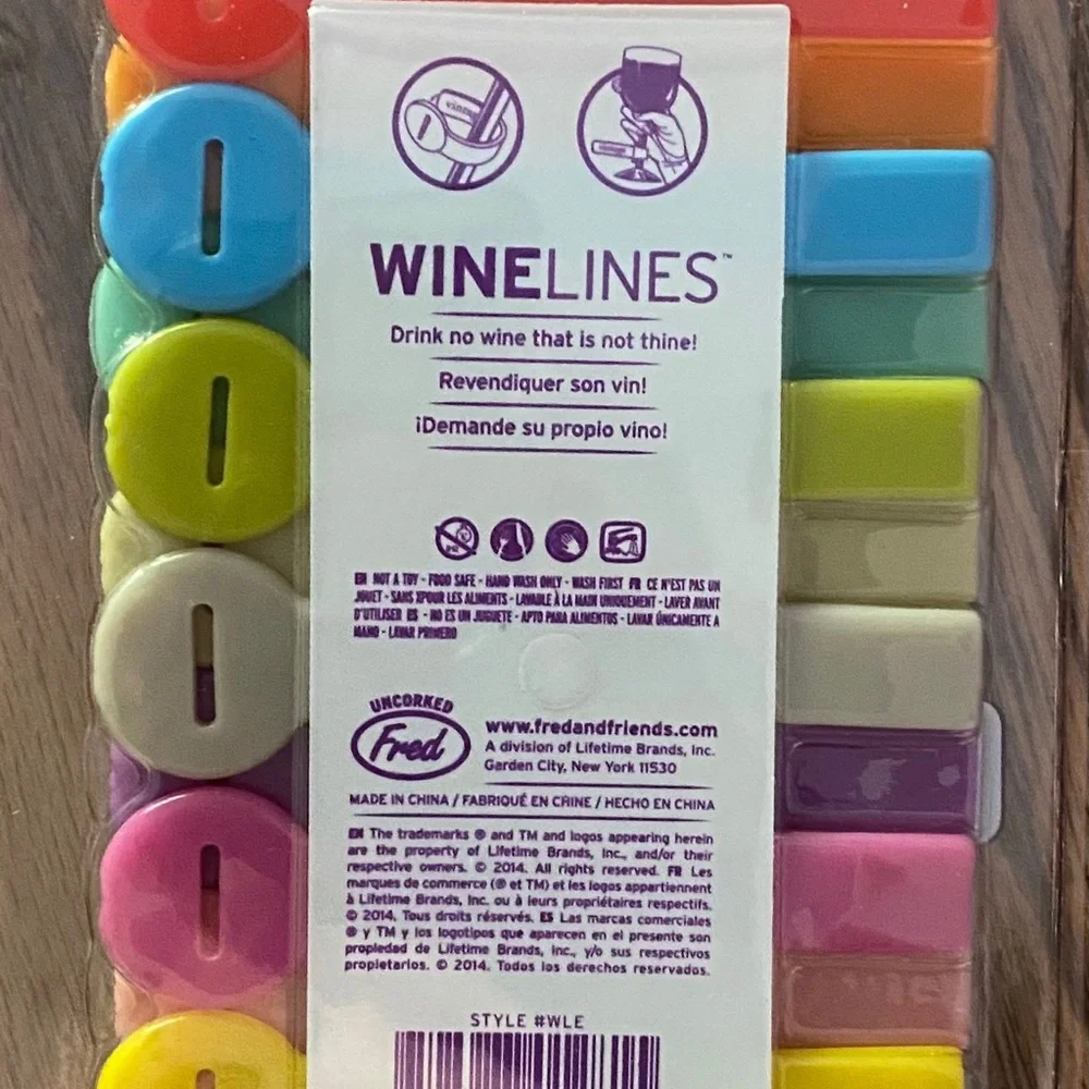 Fred Witty Multicolored Wineglass Identifiers, Drink Markers - NWT